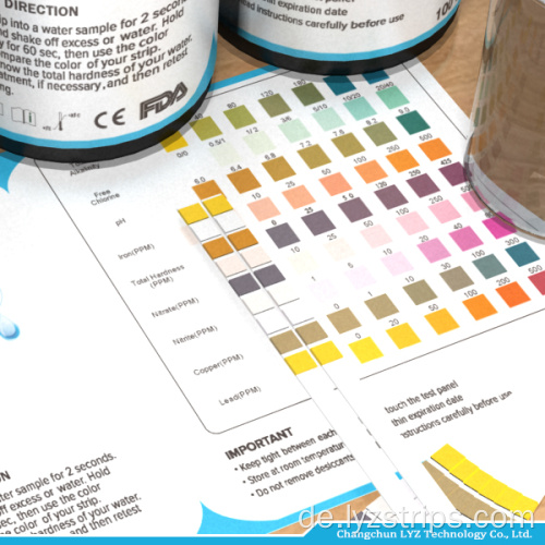 Trinkwasserteststreifen 9 Parameter FDA CE